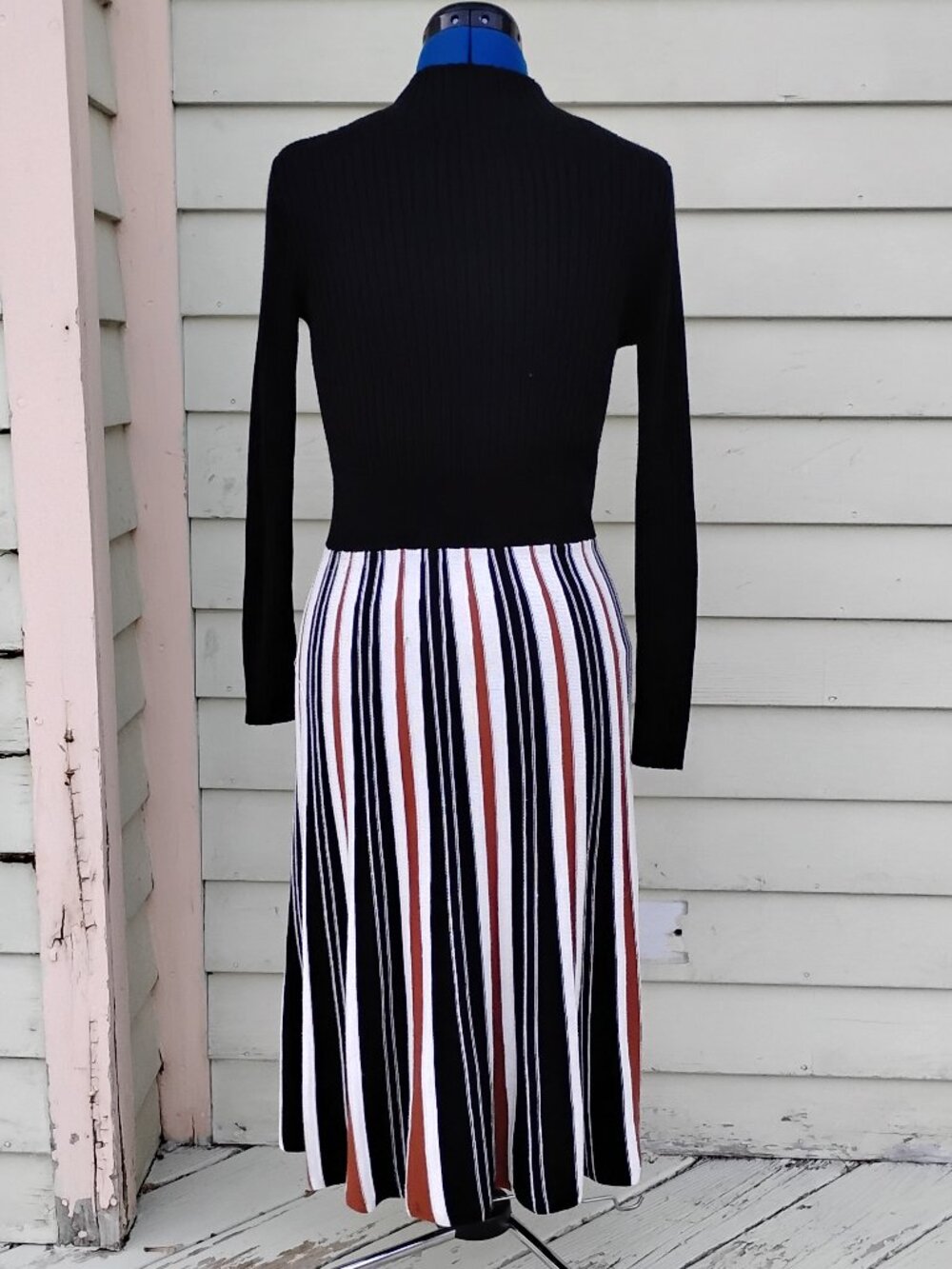 Robbie Bee Mock Neck Striped Sweater Dress - Picture 2 of 6